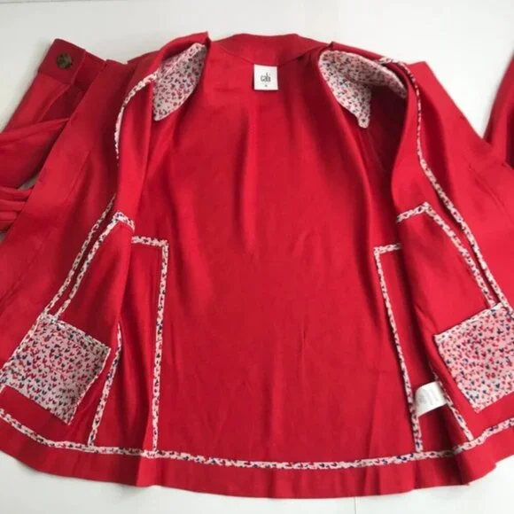 CAbi‎ 5472 Valentine Jacket Sz M Red Linen Blend - Picture 5 of 9